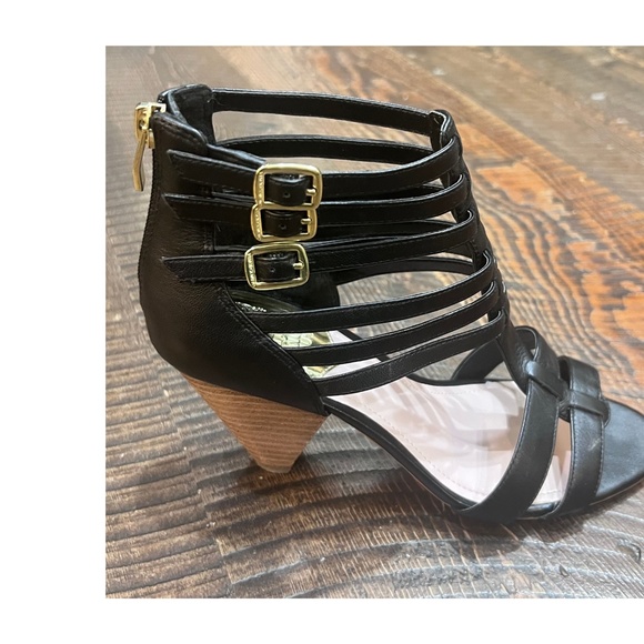 Vince Camuto Eastyn Black Leather Strappy Sandals - Picture 3 of 5
